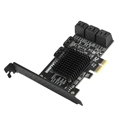 Imagen de Lazmin Controlador PCI E de 8 Puertos a SATA3.0, Express SATA3.0 Adaptador Tarjeta expansión SATA III