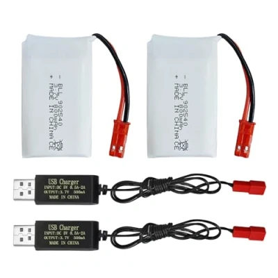 Imagen de 2PCS 3.7V 800mAh Lipo Batería con Cargador USB enchufable JST para SYMA X56W MJX X400W X300C X800 HS110 HS200 S670 V950hd S1750 V2450 Avión de Juguete Control Remoto