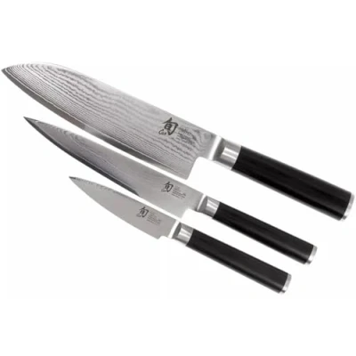 Imagen de KAI Shun Classic Juego de cuchillos chef japonés 3 piezas Santoku con hoja 18 cm + Cuchillo multiusos 15 oficina 9 cm, Damasco VG MAX