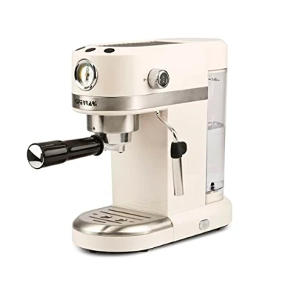 Imagen de G3 Ferrari G10168 Amarcord Cafetera Espresso, 15 Bares, 1350 W, 1/2 tazas, Termómetro, Calienta Depósito de 1,4 Litros, 3 filtros Inoxidables, Beige