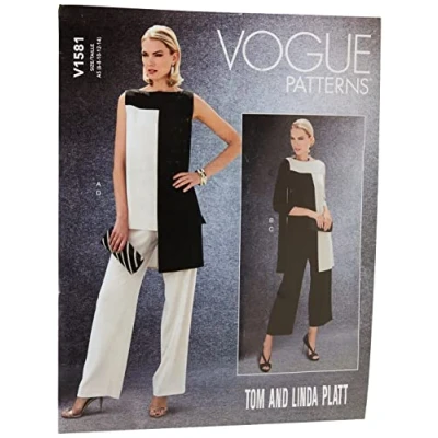 Imagen de Vogue Patterns 1581 A5 Túnica y pantalón para Mujer, Tallas 6 14, Tejido Multicolor, 20 x 0,5 25 cm