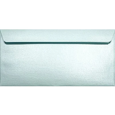 Imagen de Netuno 25 sobres largos azul claro nacarados DIN DL 110x220mm 120g Majestic Damask Blu solapa recta autoadhesiva sin ventana metalizados americanos para invitaciones tarjetas boda cartas facturas
