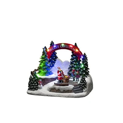Imagen de Konstsmide Escena LED de Navidad con música, funciona pilas o USB, interior, cable negro, poliresina PVC, resina, multicolor