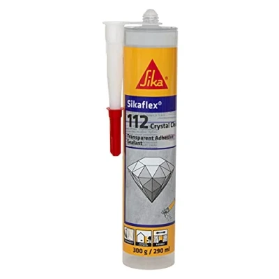 Imagen de Sikaflex 112 Crystal Clear, Sellador transparente multiuso para la adhesión inmediata en interiores y exteriores, grietas juntas, 290 ml