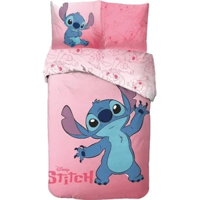 Imagen de juego de funda nórdica Stitch algodón, cama reversible 140 x 200 cm, almohada 63 100% algodón (juego Stitch, Cm)