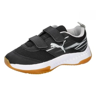 Imagen de Puma Varion II V JR Unisex Zapatillas de balonmano para niños, Talla: 28, Black/cool light gray/yellow blaze Zapatos