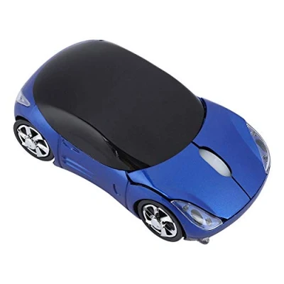Imagen de Annadue Ratón Coche para niños, inalámbrico 2.4G con Receptor USB, 3 Botones 1600DPI Tablet PC óptico Juegos Mac, Windows(Azul)
