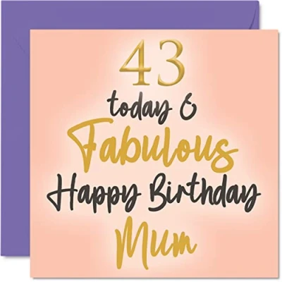Imagen de Fabulosas tarjetas de cumpleaños número 43 para mamá, Today &amp; Fabulous, tarjeta feliz mamá parte hija, hijo, regalos madre, 145 mm x mm, bonitas