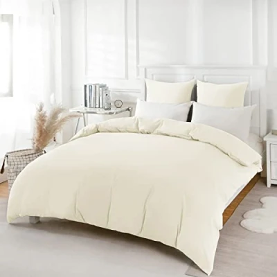 Imagen de REDKEY Funda Nordica Cama 105,Juego de Edredon 200x220 y 2 Fundas Almohada 80x80cm Juego Microfibra cepillada Suave (Crema)