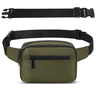 Imagen de Riñonera Mujer Hombre Deportiva Impermeable Riñoneras con Cinturón Ajustable y 4 Bolsillos Cremallera Bolso de Cintura para Entrenamiento al Aire Libre Correr Senderismo Ciclismo (Verde)