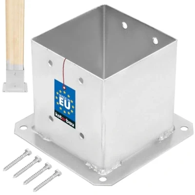 Imagen de KOTARBAU® Base para Poste 14x14 cm Zincada Acero Anclaje Suelo Atornillable Soporte Postes de Madera Cuadrados Galvanizado en Caliente