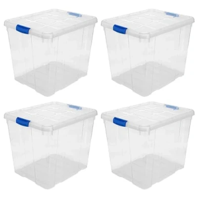 Imagen de AC Pack de 4 Cajas ordenación plástico Transparente N.º 17. Contenedor para almacenar Juguetes, Libros, Ropa, Mantas. Capacidad 35 litros. Dimensiones Aprox.: 42,2 x 35,5 cm