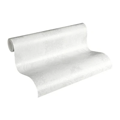 Imagen de A.S. Création 361661 Papel pintado, diseño barroco, color blanco y negro, con purpurina, 10,05 x 0,53 m,