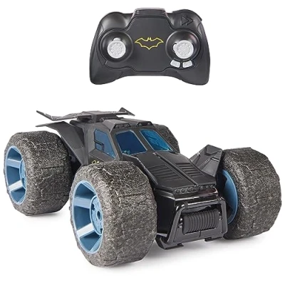 Imagen de DC Comics, Batman, Stunt Force Batmobile, Coche por Control Remoto para Interiores, Compatible con Figuras de acción, Velocidad Turbo e impactantes Acrobacias, Juguetes coleccionables superhéroes