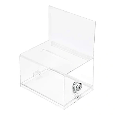 Imagen de Amazon Basics Llave Urna de votación transparente con cerradura, Transparentes