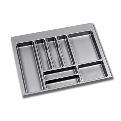 Imagen de Emuca organizador de Cubiertos, cajón cocina, cubertero, 8 compartimientos, módulo 70cm, Plástico, Gris