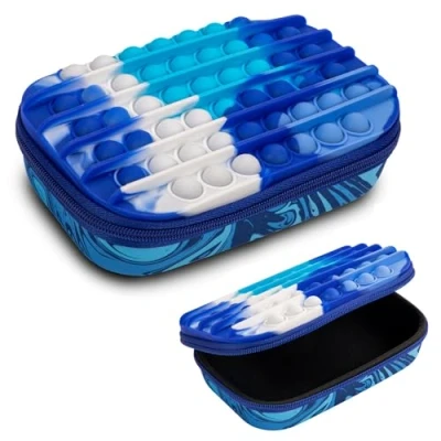 Imagen de ZIPIT Pop Estuche para niños Juguete inquieto Push It sensorial de Silicona lápices Gran Capacidad (Azul)