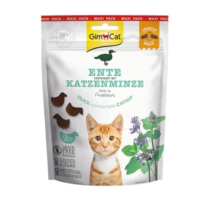 Imagen de GimCat Snacks crujientes de Pato con Hierba gatera Golosinas para Gatos y ricas en proteínas 1 Bolsa (1 x 140 g)