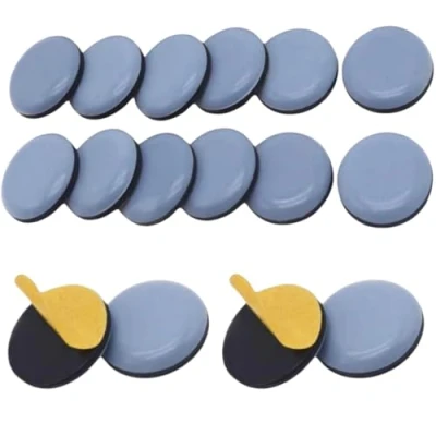 Imagen de 16 piezas guías autoadhesivas de teflón, Ø 25 mm teflón para muebles, juego redondas azules sillas, una protección eficaz del suelo sus muebles y sillas