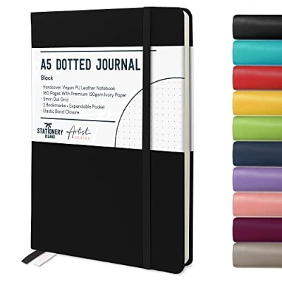 Imagen de Stationery Island Cuaderno Punteado A5 Notebook Manzana Verde Libreta Bullet Dotted Journal Puntos de Tapa Dura Con 180 Páginas 120gsm Papel para Notas, Planificación, Estudio, Viajes, Diario