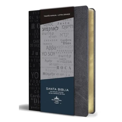Imagen de Biblia RVR60 letra grande tamaño manual, simil piel negro con nombres de Dios / Spanish Bible Handy Size Large Print Leathersoft Black with Names of God