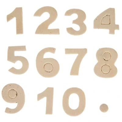 Imagen de Glorex Números de Madera, 30 Unidades, Naturaleza, 2.5 x 1.5 1 cm
