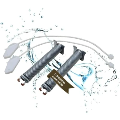 Imagen de Lichtblau Muelles bisagras de Puerta 127mm x 19mm + Cables 315mm I 12004031 Código Colores Beige Resorte lavavajillas lavaplatos repuestos para Neff Constructa Siemens Balay Bosch
