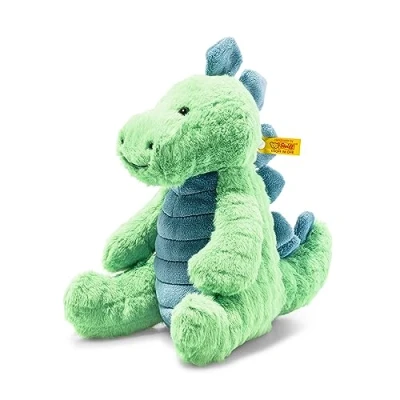 Imagen de Steiff Peluche de estegosaurio Verde petróleo 28 cm, Dinosaurio, Suave Cuddly Friends, Marca con botón en la Oreja, para bebés Desde el Nacimiento