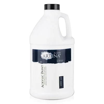 Imagen de Artina pintura acrílica 2 L blanco 2000 ml titanio Alta opacidad, brillo de color y resistencia a la luz como fondo para Acrylic Pouring