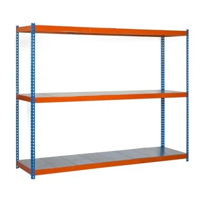 Imagen de SimonRack Estantería Metálica Almacenaje, Sin Tornillos, 3 Baldas, Alta Capacidad Carga 400 kg, 2000x1500x750 mm, Taller Garaje Trastero, Azul/Naranja/Galva