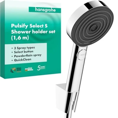 Imagen de hansgrohe 24303000 Juego de Soporte, Cromo, set con flexo ducha 1,6m