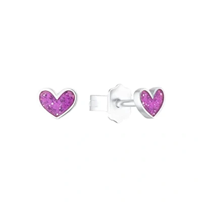 Imagen de Prinzessin Lillifee Hada Pendientes de Plata ley 925, diseño corazón, color rosa, viene en caja regalo, klein, ley, Sin piedras preciosas