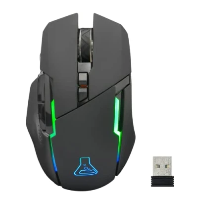 Imagen de The G Lab Kult Caesium ratón inalámbrico para Gaming 7200 PPP, LED RGB, 6 Botones, Juegos ergonómicos, Compatible con Pc Ps4 Ps5 Xbox One