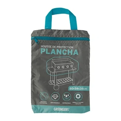 Imagen de GREENGERS Funda Protectora para Barbacoa (80 x 59 35 cm), Resistente al Agua y a los Rayos UV (Revestimiento 210D), Dobladillo + Ojales Color: Gris