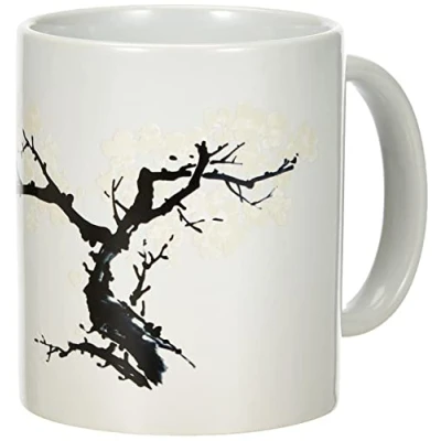 Imagen de KIKKERLAND Cherry Blossom Morph Taza de porcelana, color blanco, 1 unidad (paquete 1)