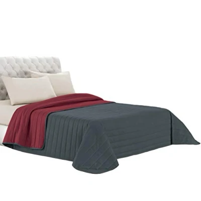 Imagen de Italian Bed Linen Q EL Elegant Edredòn estivo, Microfibra, Burdeos/Gris Oscuro, 260x270 cm