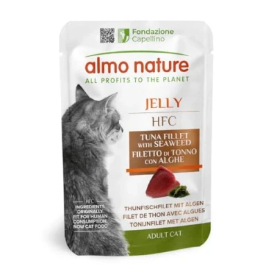 Imagen de almo nature Comida Húmeda para Gatos Natural de Atún y Algas Marinas (24 Sobres x 55g). Alimento Gatitos Gourmet Monoproteíco HFC Cuisine. Snack Complementario sin Gluten.