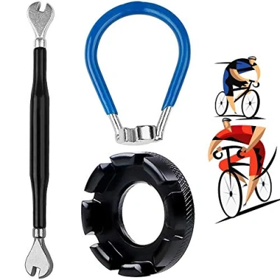Imagen de XCOZU Juego de 3 herramientas para radios bicicleta, llave kit herramienta correcta, calibre 10 15 (negro y azul)