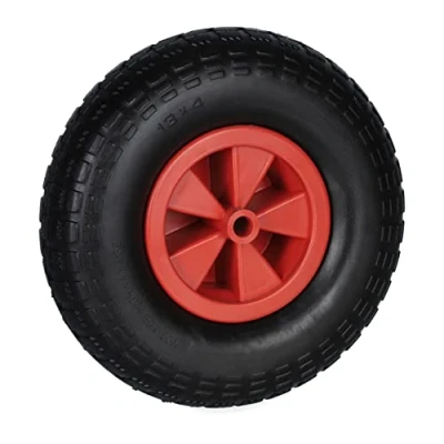 Imagen de Relaxdays Schubkarrenrad in Schwarz/Rot Rueda Carretilla 4.00 6, Goma, Llanta Plástico, Neumático Repuesto Carro, Antipinchazos, máx 100kg, Negro/Rojo, 33 x 9 cm