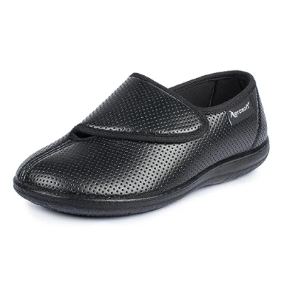 Imagen de Aerosoft Zapatillas para Mujer, elásticas, 15 anchuras, Plantilla Intercambiable G H, Antideslizante, Negro, 36 EU