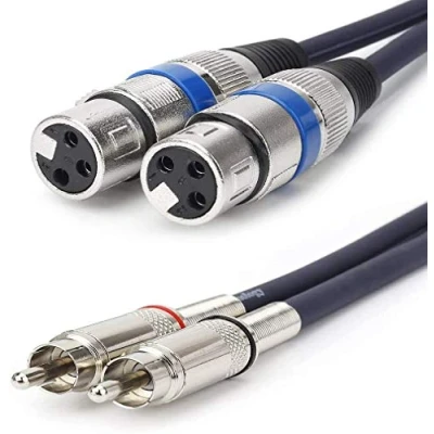 Imagen de HTRUIYATY Cable Hembra 2xXLR A 2xRCA, Conector XLR RCA, Micrófono Audio Amplificador de Potencia 2m