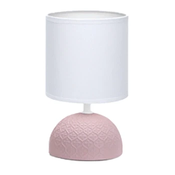 Imagen de Aigostar 196950 Lámpara de cerámica mesa, semioval rosado, cuerpo diseño sencillo color pantalla tela blanco, casquillo E14. Perfecta para el salón, dormitorio o recibidor.