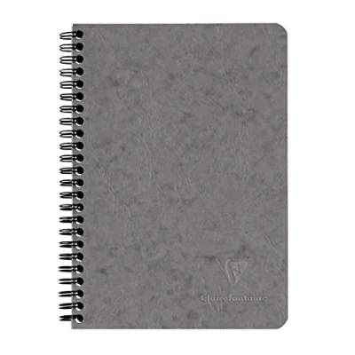 Imagen de Clairefontaine Age Bag 785665 C Cuaderno americano 3 bolsillos 120 páginas rayadas, protectora grano piel sintética 90 G 14,8 x 21 cm gris