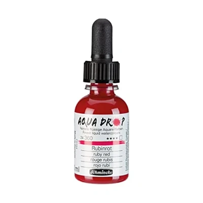 Imagen de Schmincke AQUA DROP, acuarela líquida a base de pigmentos, color Rojo rubí en frasco 30 ml con pipeta, 24360034, para pintar acuarela, esbozos urbanos, caligrafía, rotulación mano