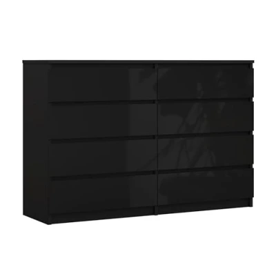 Imagen de 3E 3xE living.com Cómoda 8 cajones 138 cm, Color: Negro Mate/Negro Brillante, L: P: 39 A: 102 cm
