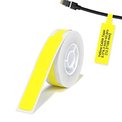 Imagen de NIIMBOT Etiquetas autoadhesivas para cables compatibles con D11 D110 D101 H1S, etiqueta térmica 12.5 * 109mm, 65pcs por rollo, Amarillo