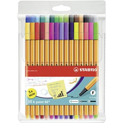 Imagen de Rotulador stabilo point 88 colores neon estuche 25+5 unidades