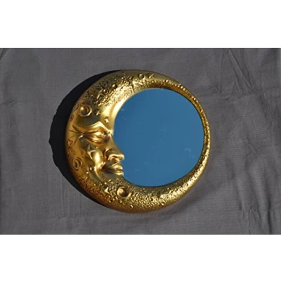 Imagen de Ideacasa Espejo Luna Dorado Oro Estilo Barroco Falso Vintage Cm 32 Diámetro