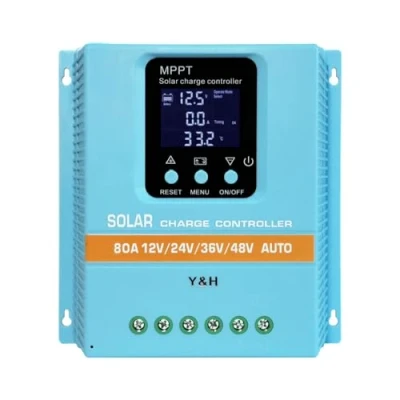 Imagen de Y&amp;H MPPT 80A Regulador de carga solar 12V 24V 36V 48V Pantalla LCD Batería Inteligente Max 100V Entrada Dual USB para plomo ácido/litio