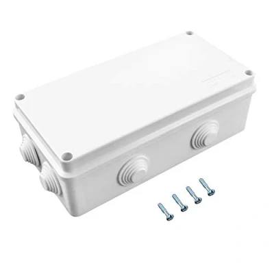 Imagen de QWORK® Caja de derivación, para exterior iluminación cable conexión eléctrica, IP65, plástico ABS, blanco, 200 x 100 70 mm